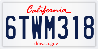 CA license plate 6TWM318