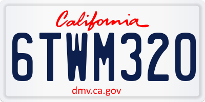 CA license plate 6TWM320