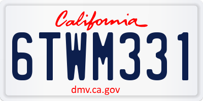 CA license plate 6TWM331