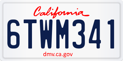 CA license plate 6TWM341