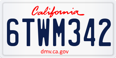 CA license plate 6TWM342