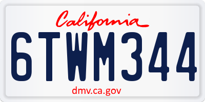 CA license plate 6TWM344
