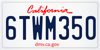 CA license plate 6TWM350
