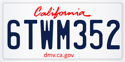 CA license plate 6TWM352