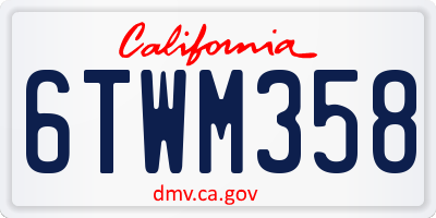 CA license plate 6TWM358