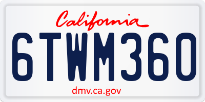 CA license plate 6TWM360