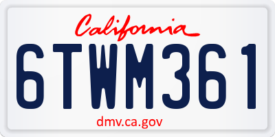 CA license plate 6TWM361