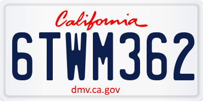CA license plate 6TWM362