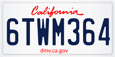CA license plate 6TWM364