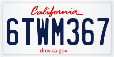 CA license plate 6TWM367