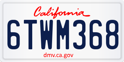 CA license plate 6TWM368