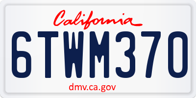 CA license plate 6TWM370