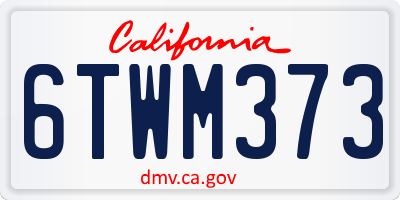 CA license plate 6TWM373