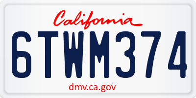 CA license plate 6TWM374