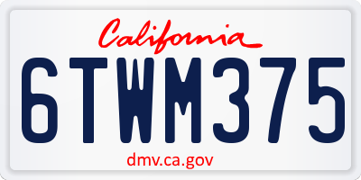 CA license plate 6TWM375