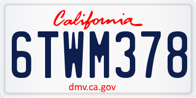 CA license plate 6TWM378