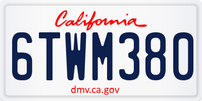 CA license plate 6TWM380