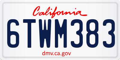 CA license plate 6TWM383