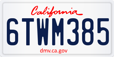 CA license plate 6TWM385