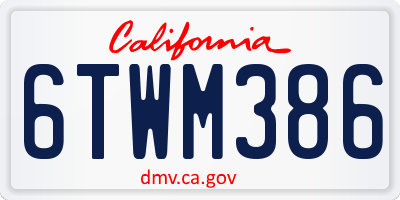 CA license plate 6TWM386