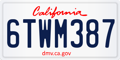 CA license plate 6TWM387