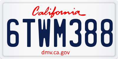 CA license plate 6TWM388