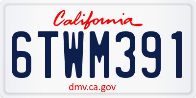 CA license plate 6TWM391