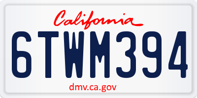 CA license plate 6TWM394
