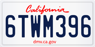 CA license plate 6TWM396