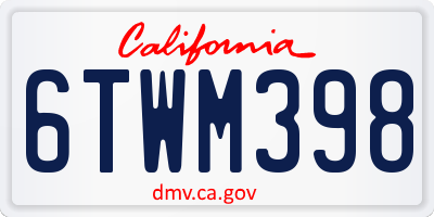CA license plate 6TWM398