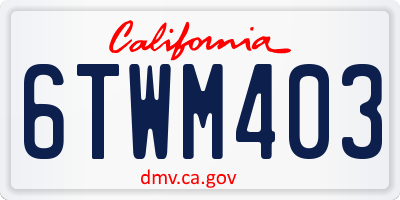 CA license plate 6TWM403