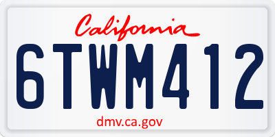 CA license plate 6TWM412