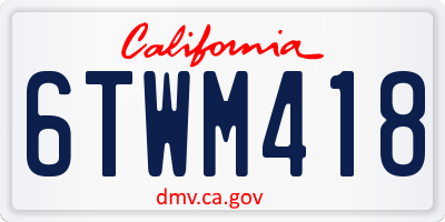 CA license plate 6TWM418