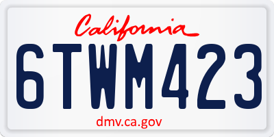 CA license plate 6TWM423