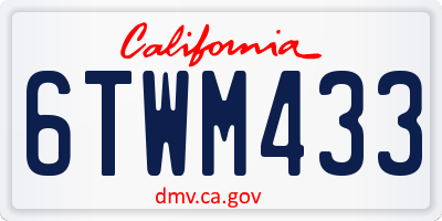 CA license plate 6TWM433