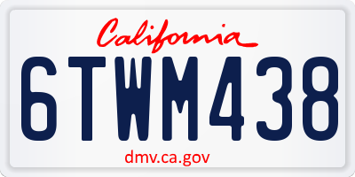 CA license plate 6TWM438