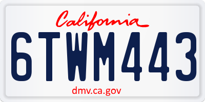CA license plate 6TWM443