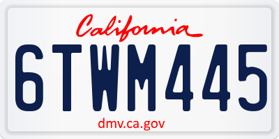 CA license plate 6TWM445