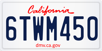 CA license plate 6TWM450
