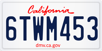 CA license plate 6TWM453
