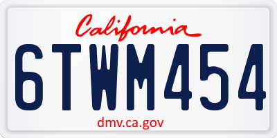 CA license plate 6TWM454