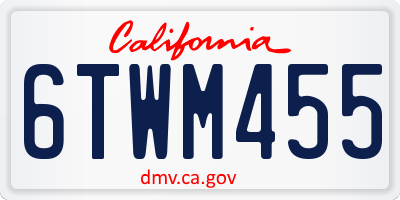CA license plate 6TWM455