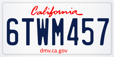CA license plate 6TWM457
