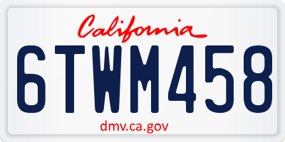 CA license plate 6TWM458
