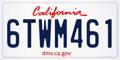 CA license plate 6TWM461