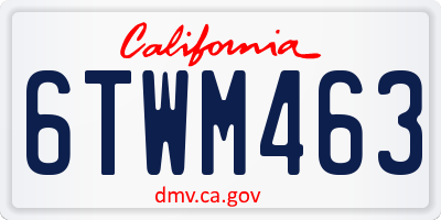 CA license plate 6TWM463
