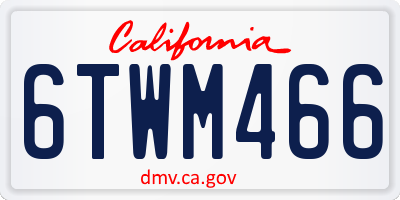 CA license plate 6TWM466