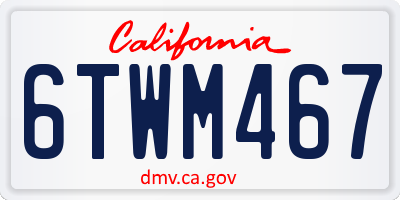 CA license plate 6TWM467