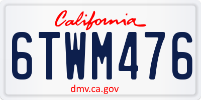 CA license plate 6TWM476