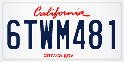 CA license plate 6TWM481